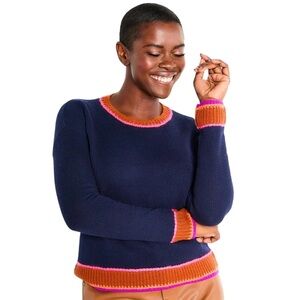 Lisa Todd Border Order Sweater - 100% Cotton - Size Small - Whipstitch Detail